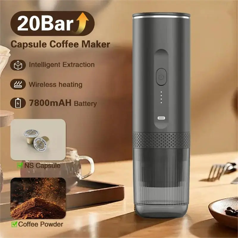 New 3 in 1 Wireless Portable Espresso Machine Capsule Coffee Powder