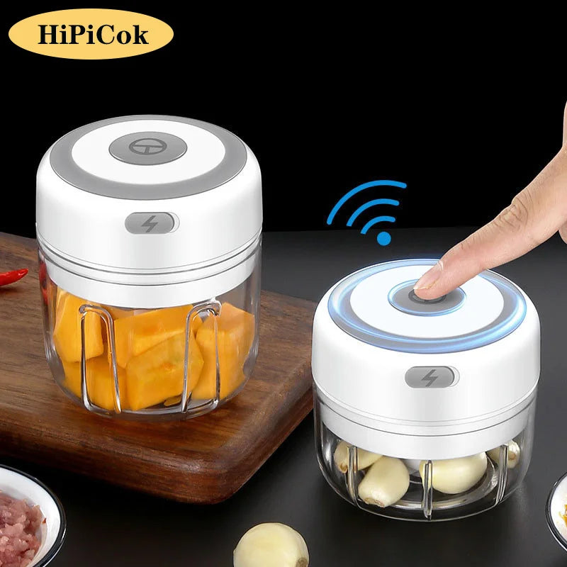 HiPiCok Meat Grinder Electric Garlic Crusher Food Chopper Mini Garlic