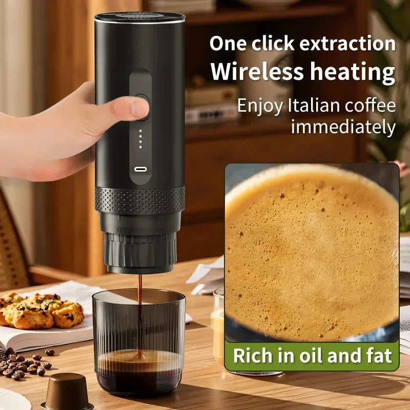 New 3 in 1 Wireless Portable Espresso Machine Capsule Coffee Powder