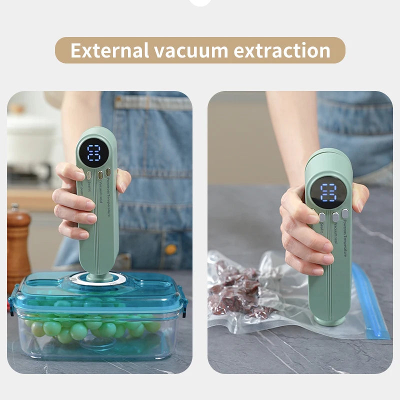 Mini Vacuum Sealer with USB-Rechargeable Portable Wireless ，Dry/Moist