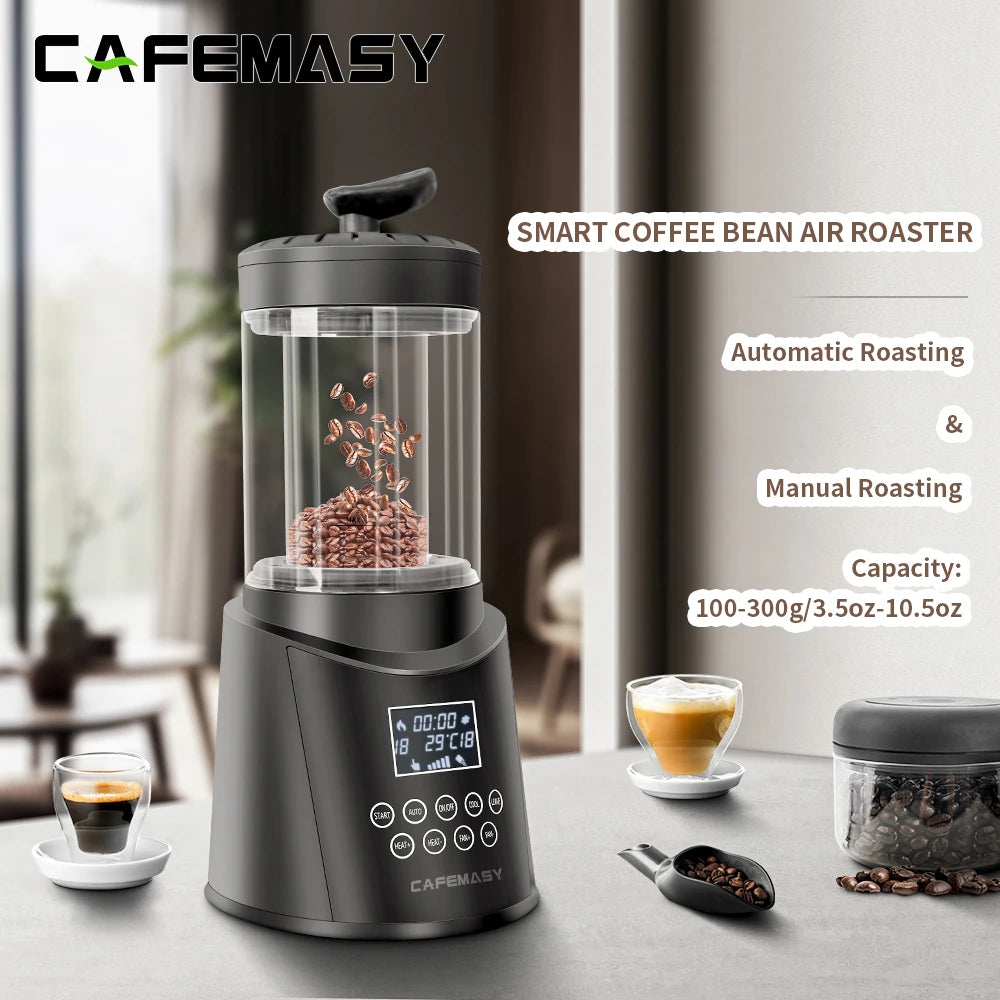 CAFEMASY New 300g Smart Coffee Bean Air Roaster Auto & Manual Modes Coffee Roasting Machine With Digital Display