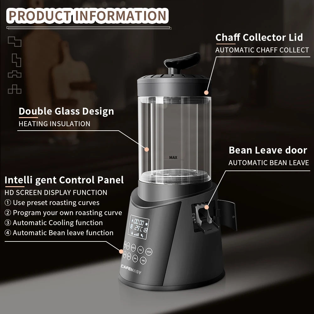 CAFEMASY New 300g Smart Coffee Bean Air Roaster Auto & Manual Modes Coffee Roasting Machine With Digital Display